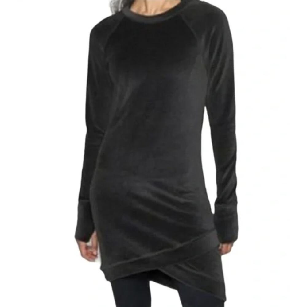Athleta Velour Criss Cross Dress Charcoal Grey - M